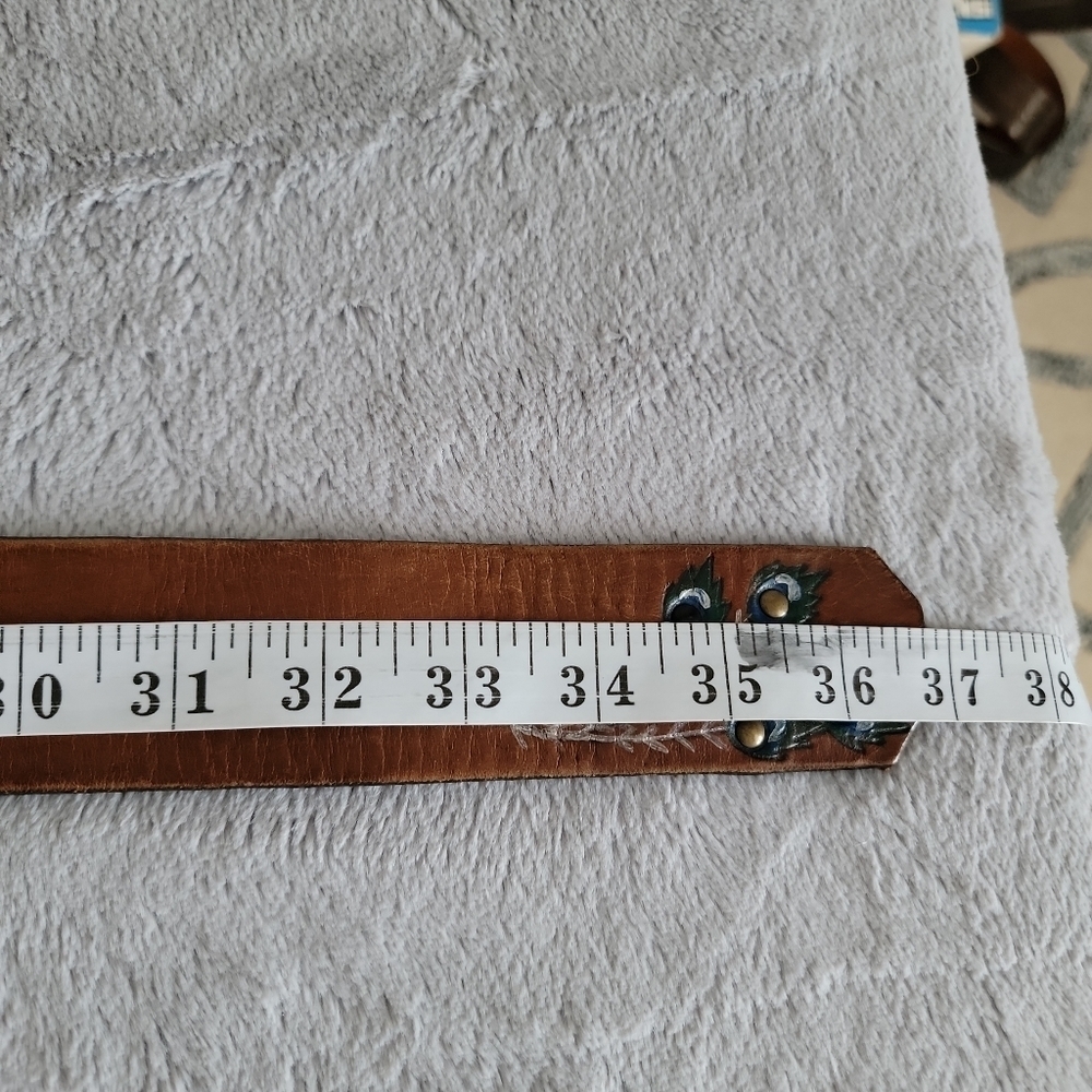 Vintage STOWE PROVISIONS TX Hand Tooled Leather Belt size 30 - Picture 8 of 9